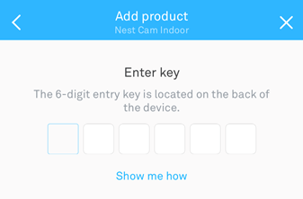 6-digit key entry screen