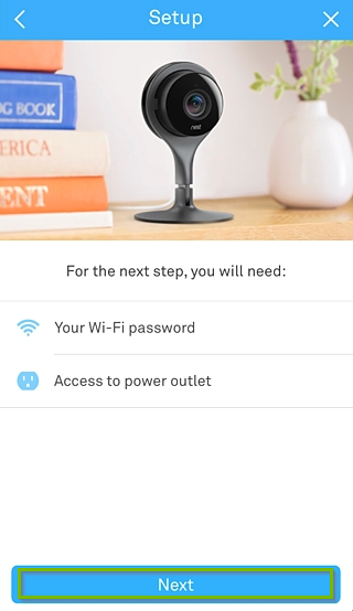 Device setup initiation screen