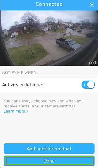 Setup completion screen