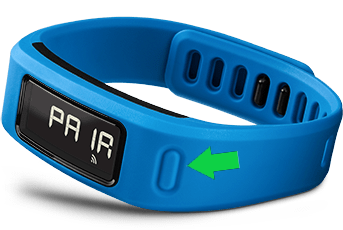 Garmin Vivofit device highlighting its physical button.
