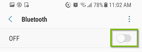 Android pull down screen with Bluetooth toggle highlighted. Screenshot.