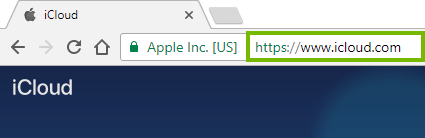 Web browser navigating to the iCloud website.