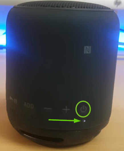 Power button with LED shown