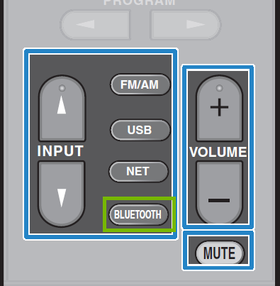 Remote Control inputs with Bluetooth highlighted.