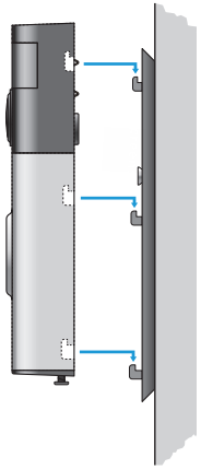 Diagram of installing doorbell onto backplate hooks