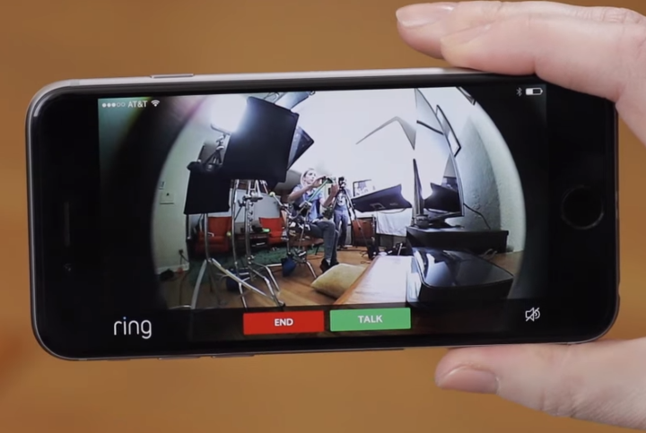 picture of phone showing doorbell camera inside