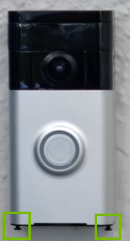 Doorbell with security screws at bottom highlighted