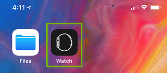 iPhone home screen highlighting the watch app.