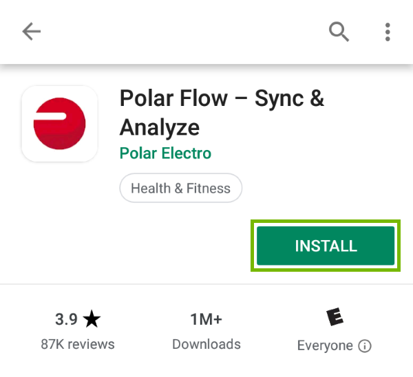 Install button highlighted in Play Store for found app.
