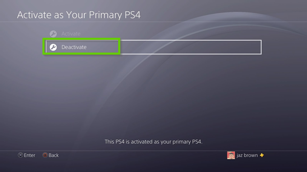 PS4 deactivation