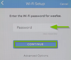 Mobile app Wi-Fi setup key request