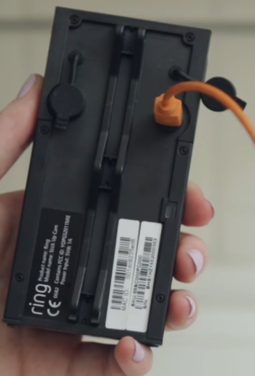 USB cable plugged into the Ring's USB port.