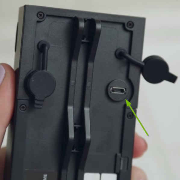 Rear of Ring camera with USB port exposed.