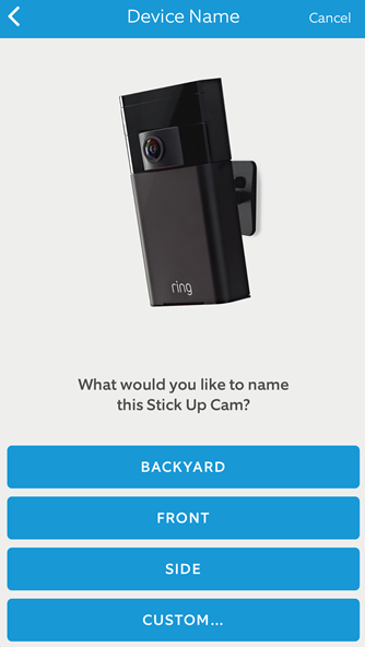 Mobile app device setup screen