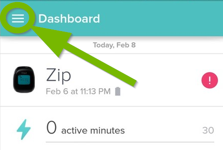 Menu symbol pointed out in mobile app.