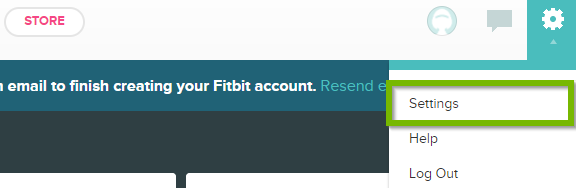 Settings menu selected from the drop-down. Screenshot.