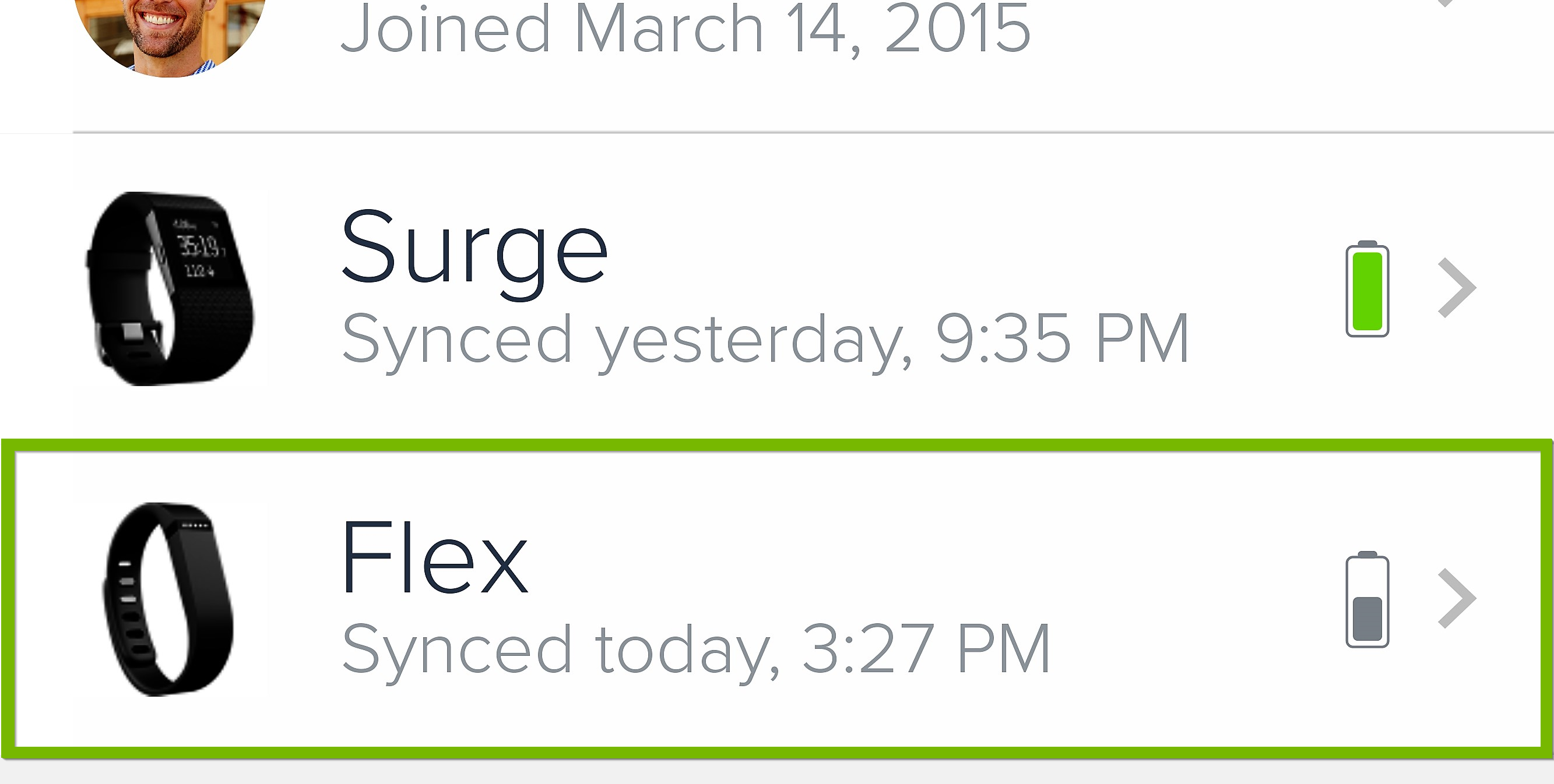 List of Fitbit devices.