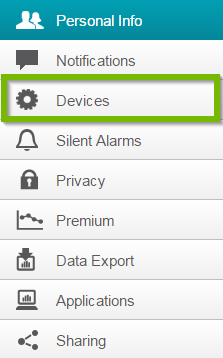 Personal Info screen with Devices selected. Screenshot.