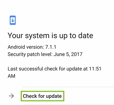 An up to date android system checking for updates