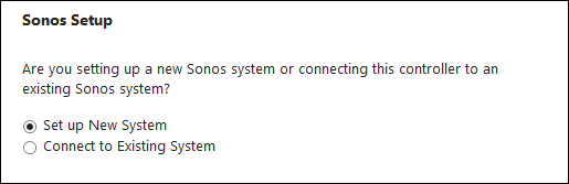 Sonos Setup initiation screen