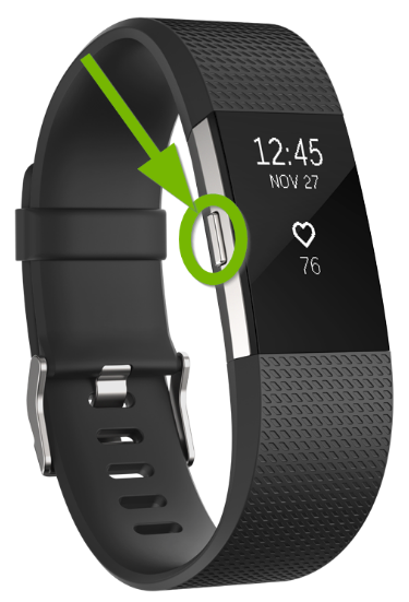 Fitbit Charge with button highlighted.