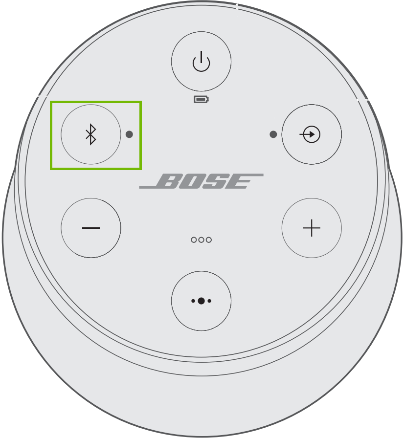Diagram of speaker with bluetooth button highlighted.