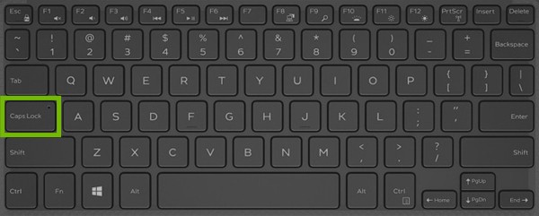 PC Laptop Keyboard with Caps Lock key highlighted.