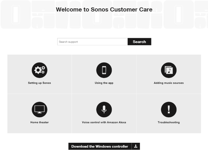 Sonos Controller download page on computer