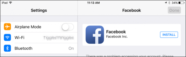 Settings screen on iOS device