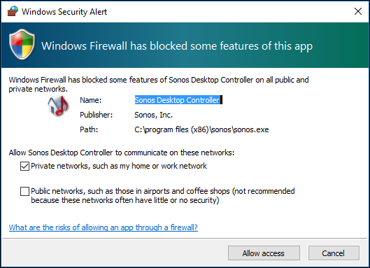 Windows Security Alert pop-up on Windows