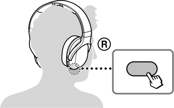 Wireless headphones highlighting the auto tuning button.