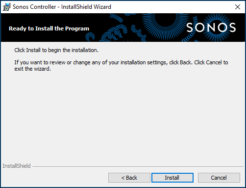 Sonos Controller installation wizard on computer