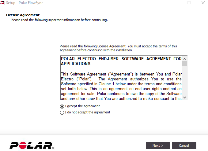 FlowSync License agreement. Screenshot.
