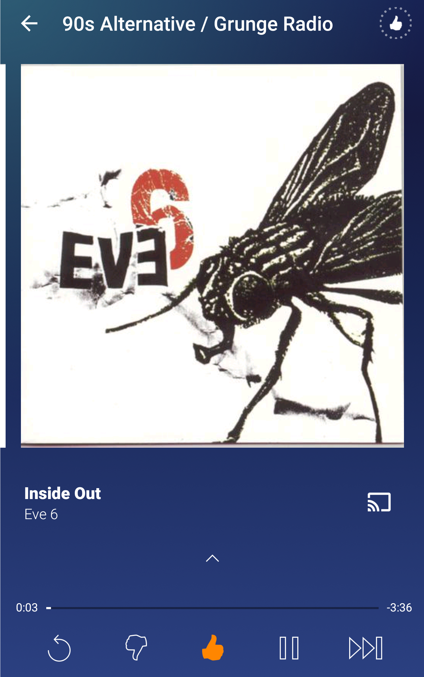 Pandora on a mobile device.