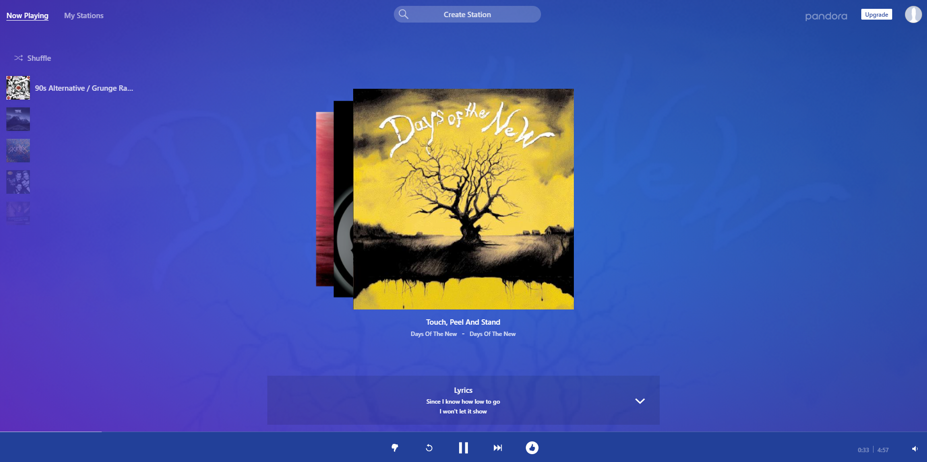 Pandora on a web browser.