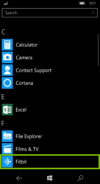 Apps screen with app highlighted