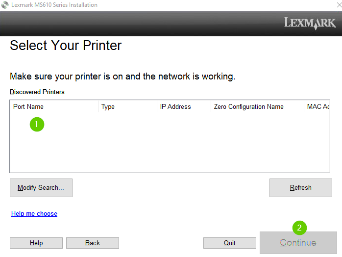 Lexmark printer software detecting the printer