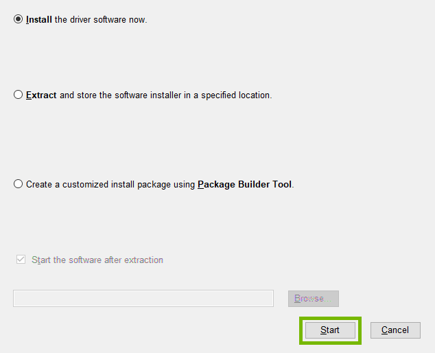 start highlighted on install screen