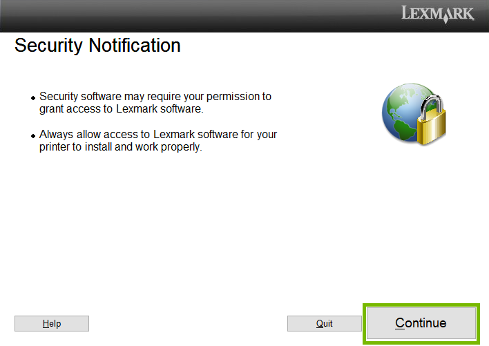 continue highlighted on install screen