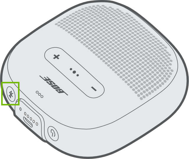 Diagram of speaker with bluetooth button highlighted.