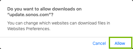 Clicking allow for the download