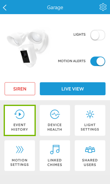 Mobile app showing device dashboard.