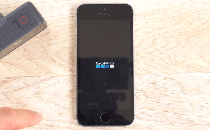 Smartphone opening the GoPro app.