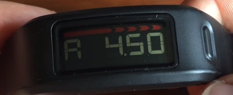 Garmin vivofit showing the firmware version