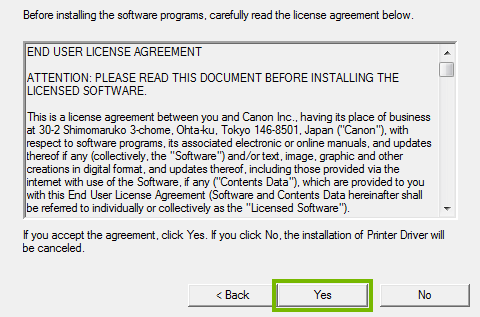License Agreement acceptance screen.