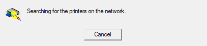 Network printer search progress screen.