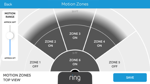 Setting motion zones in mobile app.