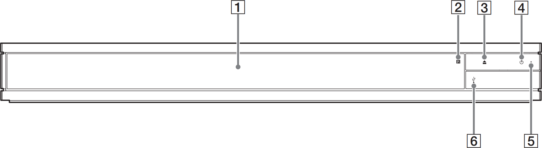Front panel of Blu-ray player
