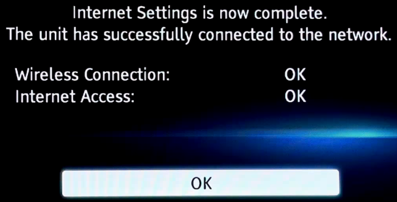Wireless network connection summary screen