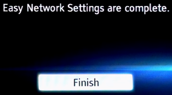 Easy Network Setup completion screen